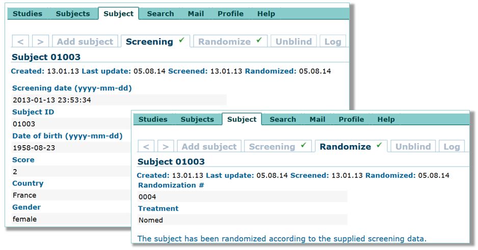 IRT Example Screening & Randomization
