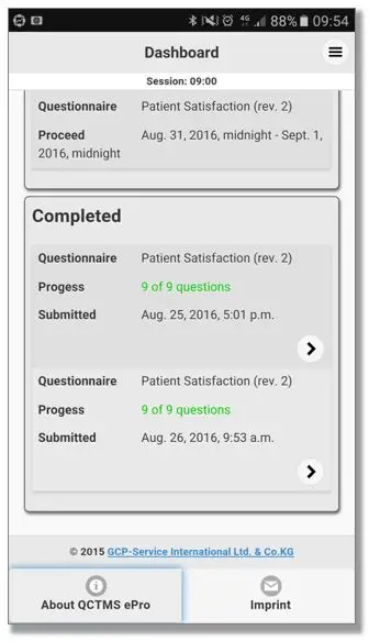 ePRO "visit" overview
