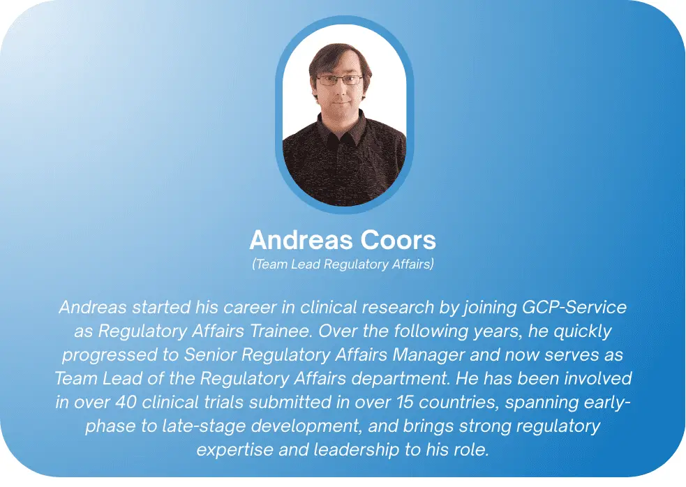 GCP-Service Regulatory Affairs team managing clinical trial submissions and approvals